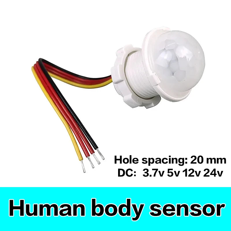 PIR Motion Sensor Switch for LED Strip Lights – DC 3.7–24V Auto ON/OFF Detector for Cabinets, Stairs & Closets