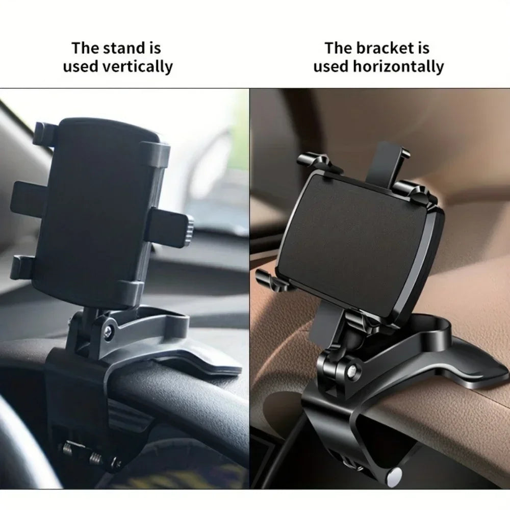360° Rotating Universal Car Phone Mount – Dashboard & Rearview Clip Holder for 3–7 inch (7.6–17.8 cm) Smartphones