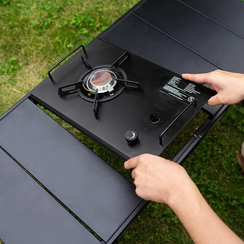 Folding IGT Camping Table — Lightweight Aluminum Roll-Up Backpack Table with Adjustable Legs for BBQ & Outdoor (95×45×38–55 cm / 37.4×17.7×15–21.7 in)