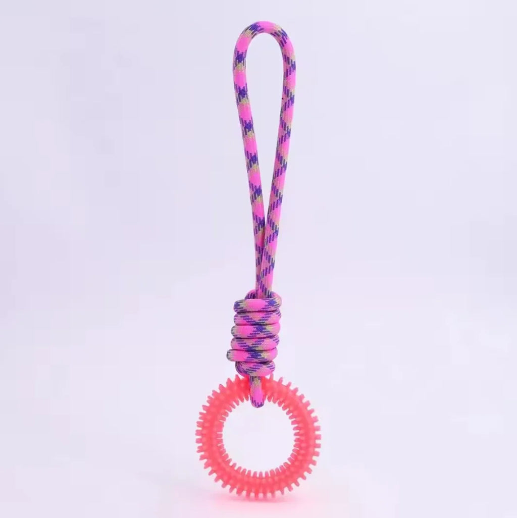 Interactive Spiked Dog Ring Toy - Rubber Chew for Teeth Cleaning & Training