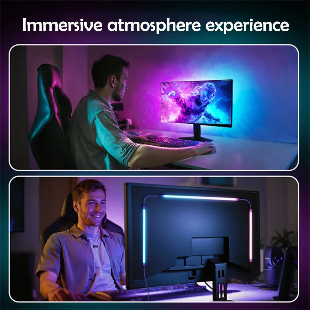 RGB Gaming LED Strip Backlight Smart App-Controlled Screen Sync Ambient Lighting for 24–34 in (61–86 cm) Monitors DIY Color Modes