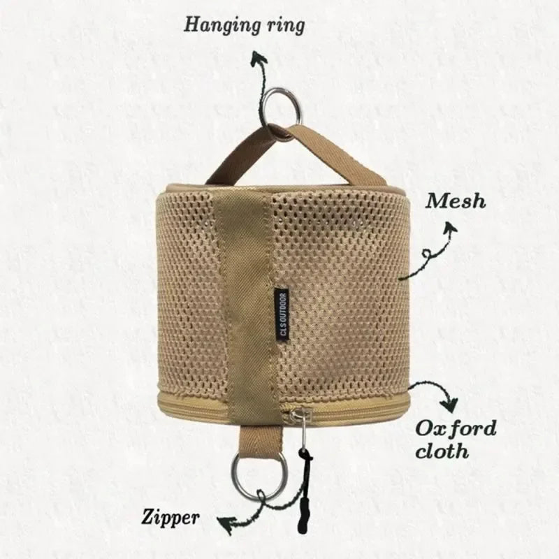 Camping Hanging Toilet Paper Holder Portable Roll Dispenser with Hook, Mesh Oxford (5.8 x 5.1 in / 14.8 x 13 cm)