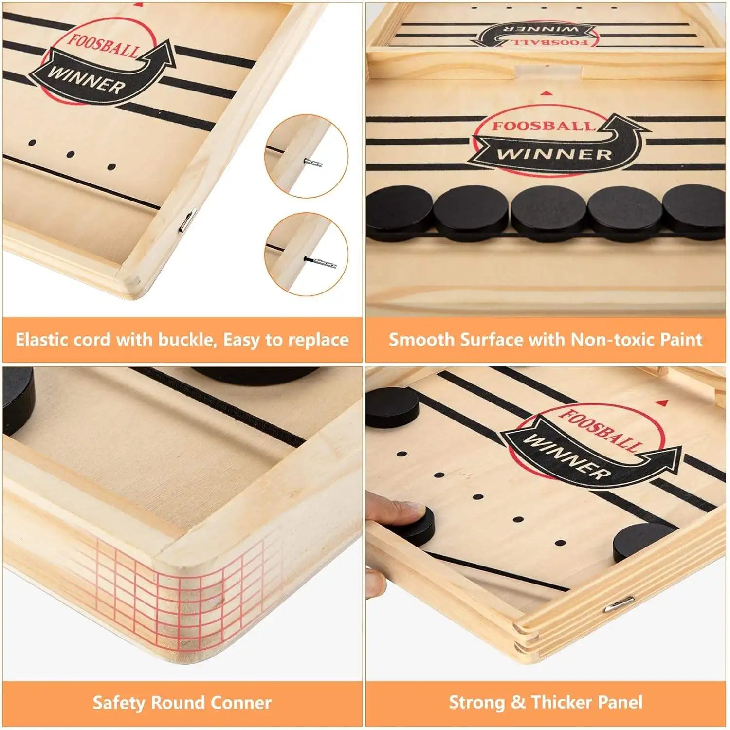 Wooden Multi-Game Tabletop Set – Catapult Chess, Foosball & Table Hockey – Family Interactive Board Game for Kids & Adults, Ages 4+