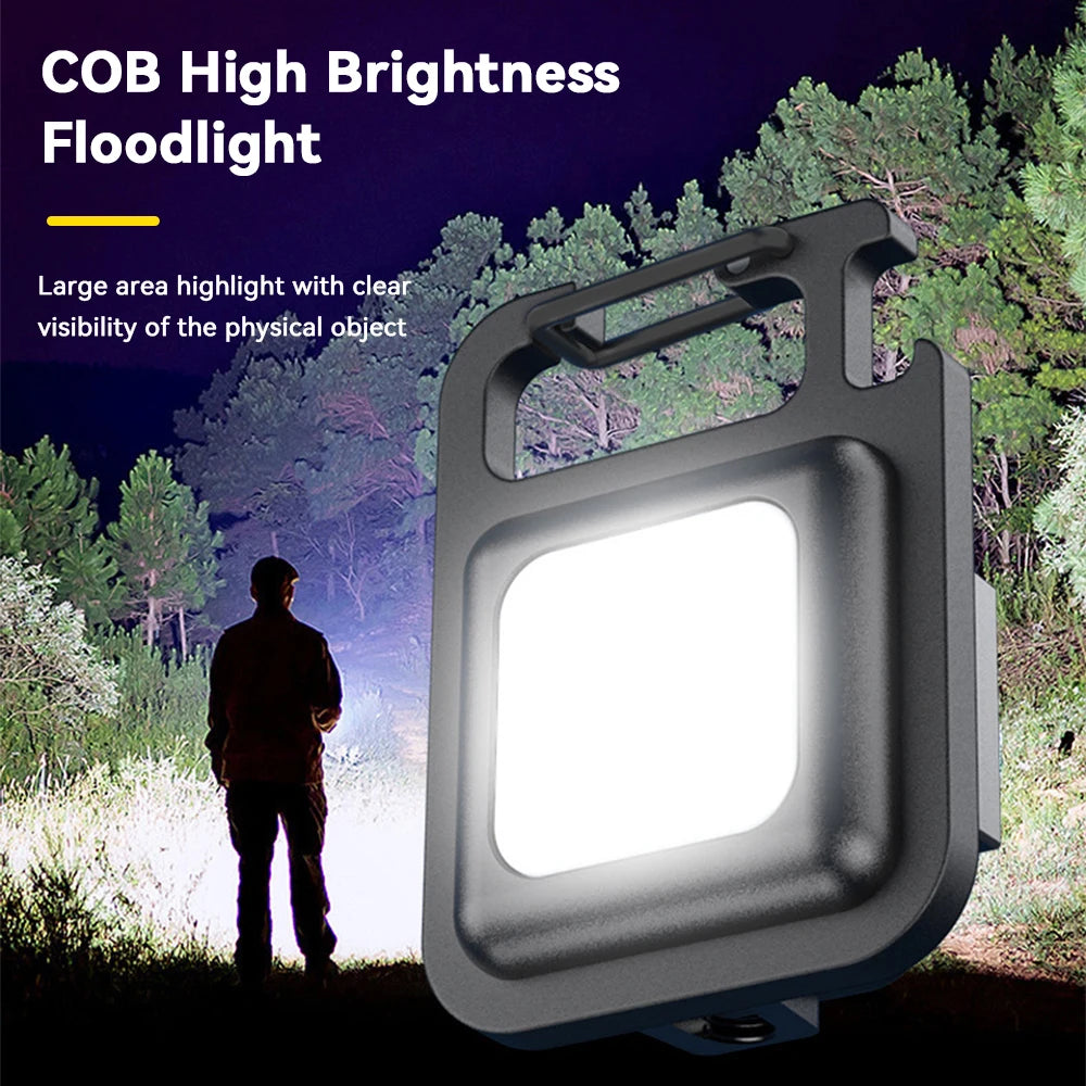 Mini COB LED Keychain Flashlight - Emergency Work Light, 1 or 2 Pack