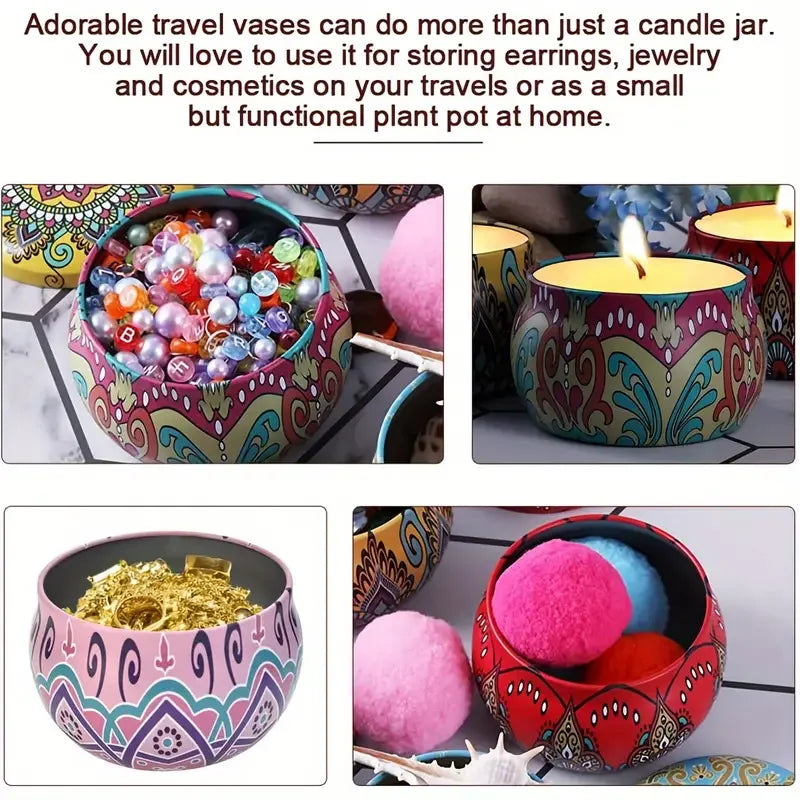 36-Pack Floral Tin Candle Jars 2.2 oz (approx. 62 g) Colorful Patterned Metal Candle Tins