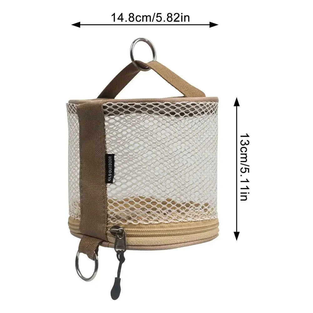 Camping Hanging Toilet Paper Holder Portable Roll Dispenser with Hook, Mesh Oxford (5.8 x 5.1 in / 14.8 x 13 cm)