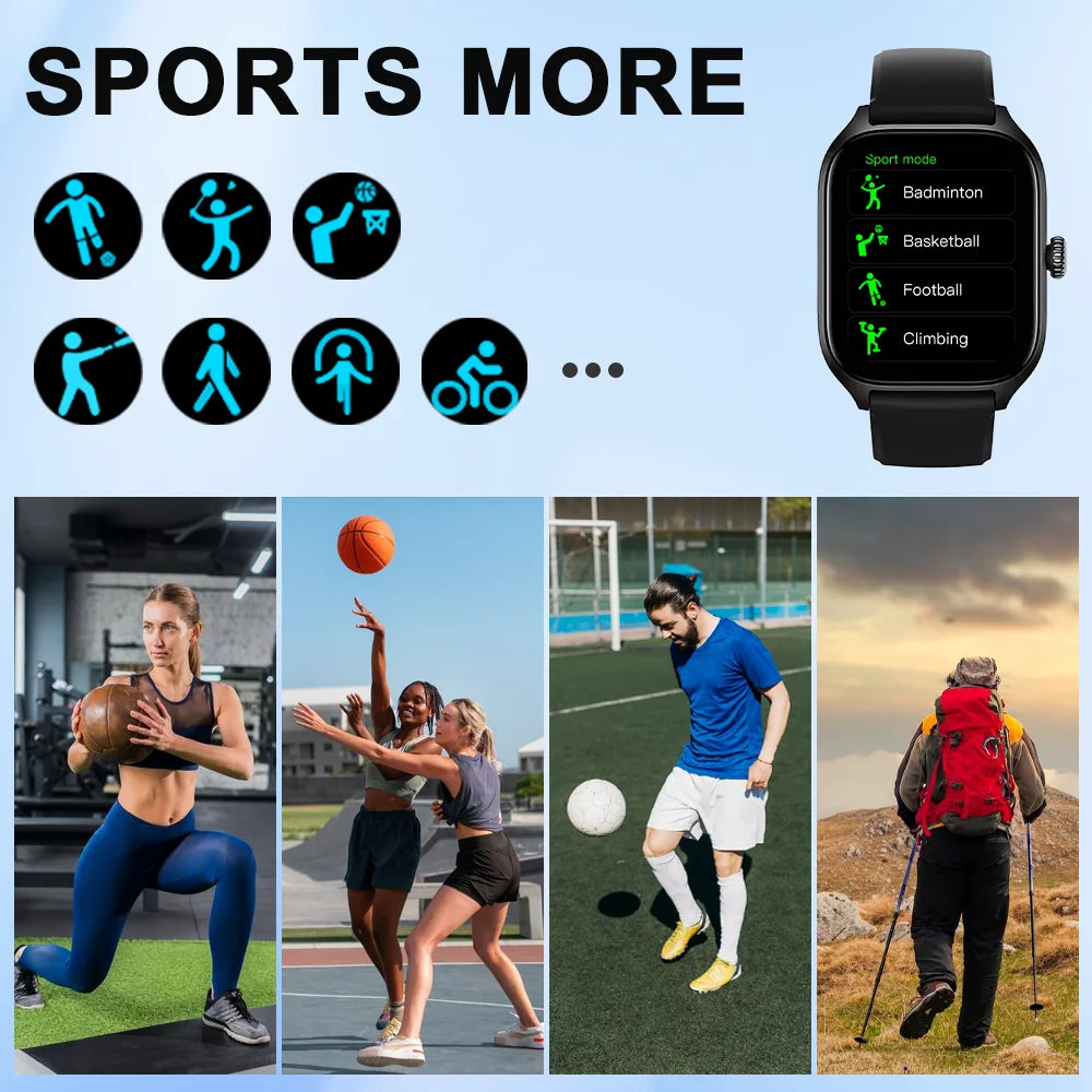 Bluetooth Smartwatch with Speaker — Answer Calls, Heart Rate & SpO2 Monitor, Calorie & Sleep Tracker, 2.01-inch Square Display