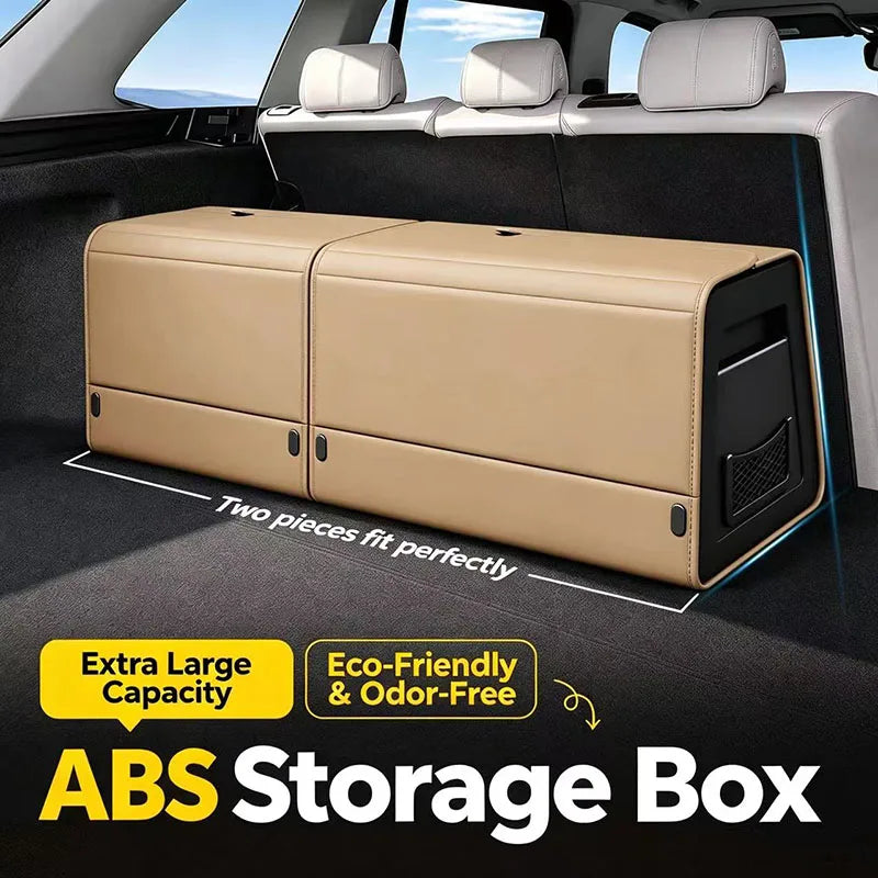Foldable Nappa Leather Car Trunk Organizer - Large Capacity Multi-Compartment Trunk Storage (S/M/L/XL)