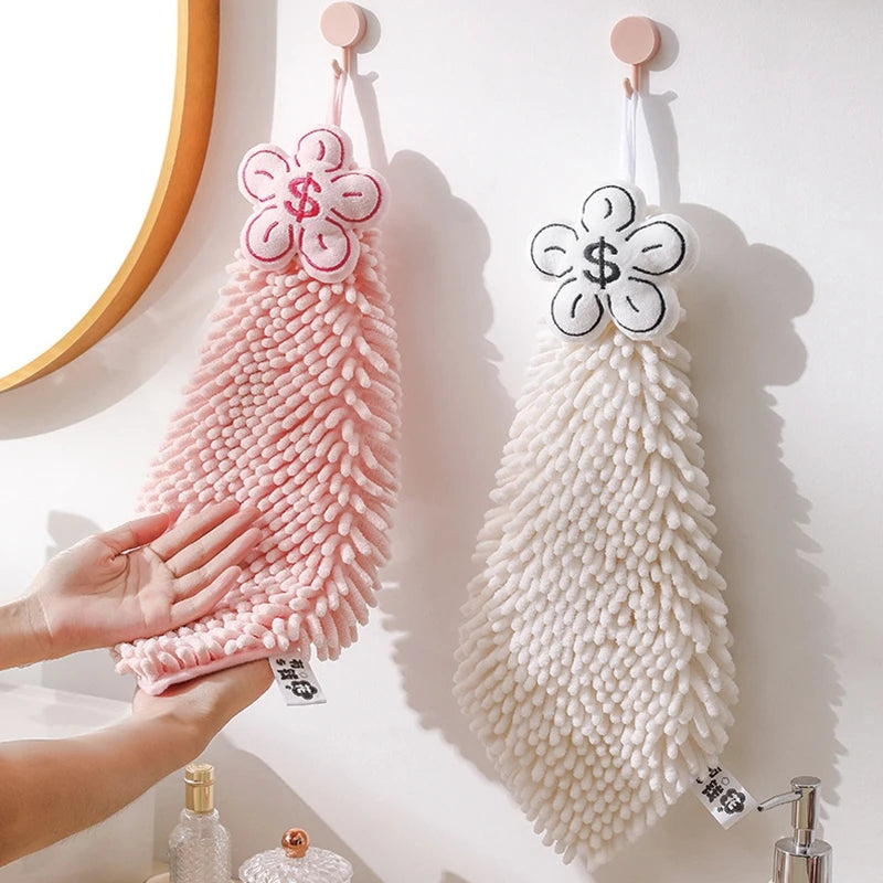 Thickened Coral Fleece Hand Towel – Super Soft Water-Absorbent Hanging Handkerchief for Kitchen & Bathroom