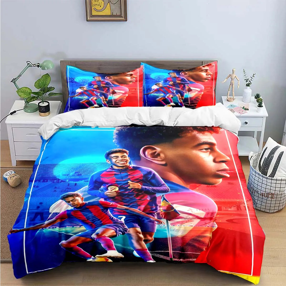 3-Piece Football 3D Print Microfiber Duvet Cover Set with Pillowcases – Soft Hypoallergenic Bedding