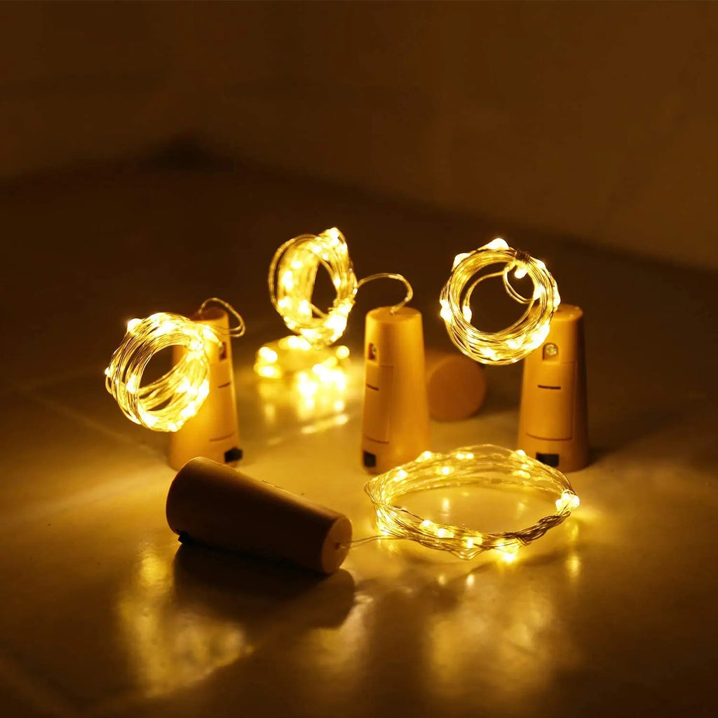 Wine Bottle Cork LED String Lights 2M (6.6 ft) Copper Wire Fairy Lights Battery-Operated Holiday & Christmas Decor