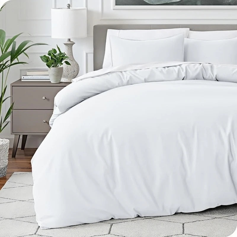 Brushed Microfiber 3-Piece Duvet Cover Set - Fits 1.0–2.2 m (3.3–7 ft) Blankets, Corner Ties & Hidden Closure, Machine Washable