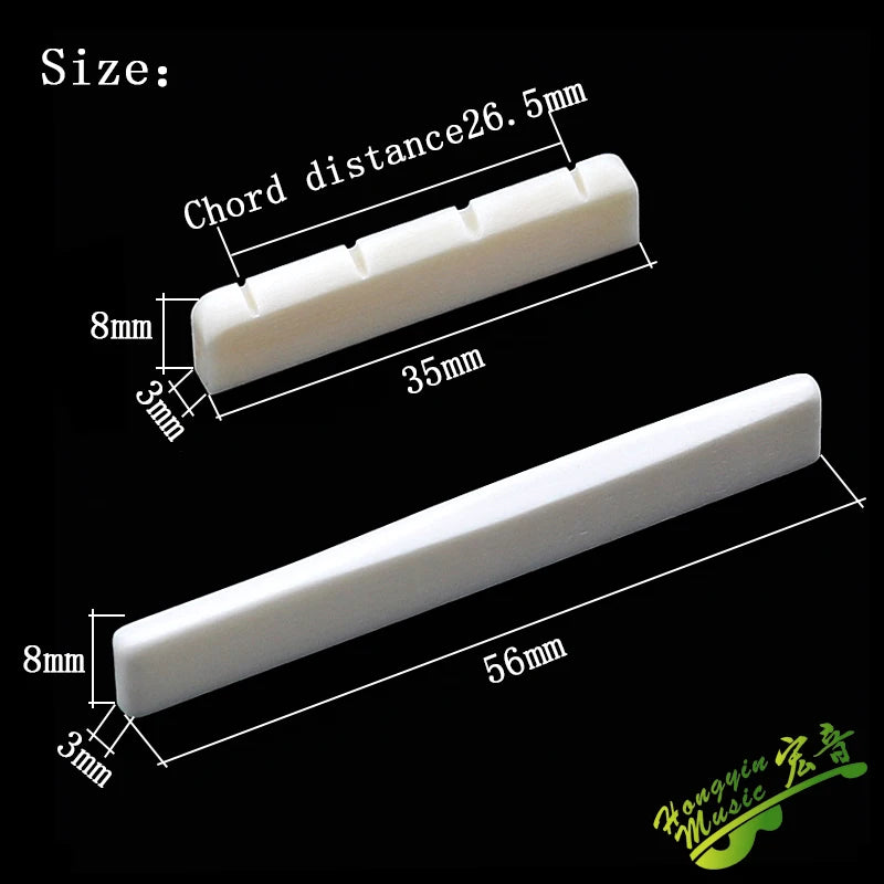 Ukulele Bone Bridge, Nut & Saddle Set - Real Bovine Bone Replacement