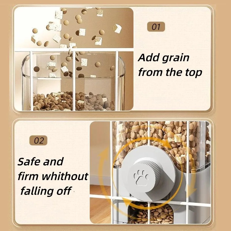 Hanging Gravity Automatic Pet Feeder & Water Dispenser Set for Cages, Auto Food Feeder and Waterer with Bowl (Grey)