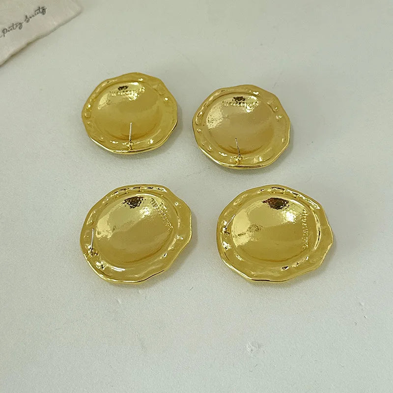 Vintage Round Dangle Statement Earrings for Women - Metal Alloy Drop Earrings