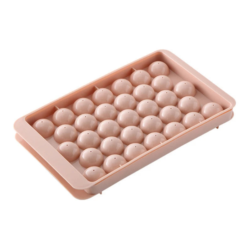 33-Cavity Round Ice Ball Tray – PP Plastic Whiskey & Cocktail Sphere Mold, Popsicle & Lollipop Maker