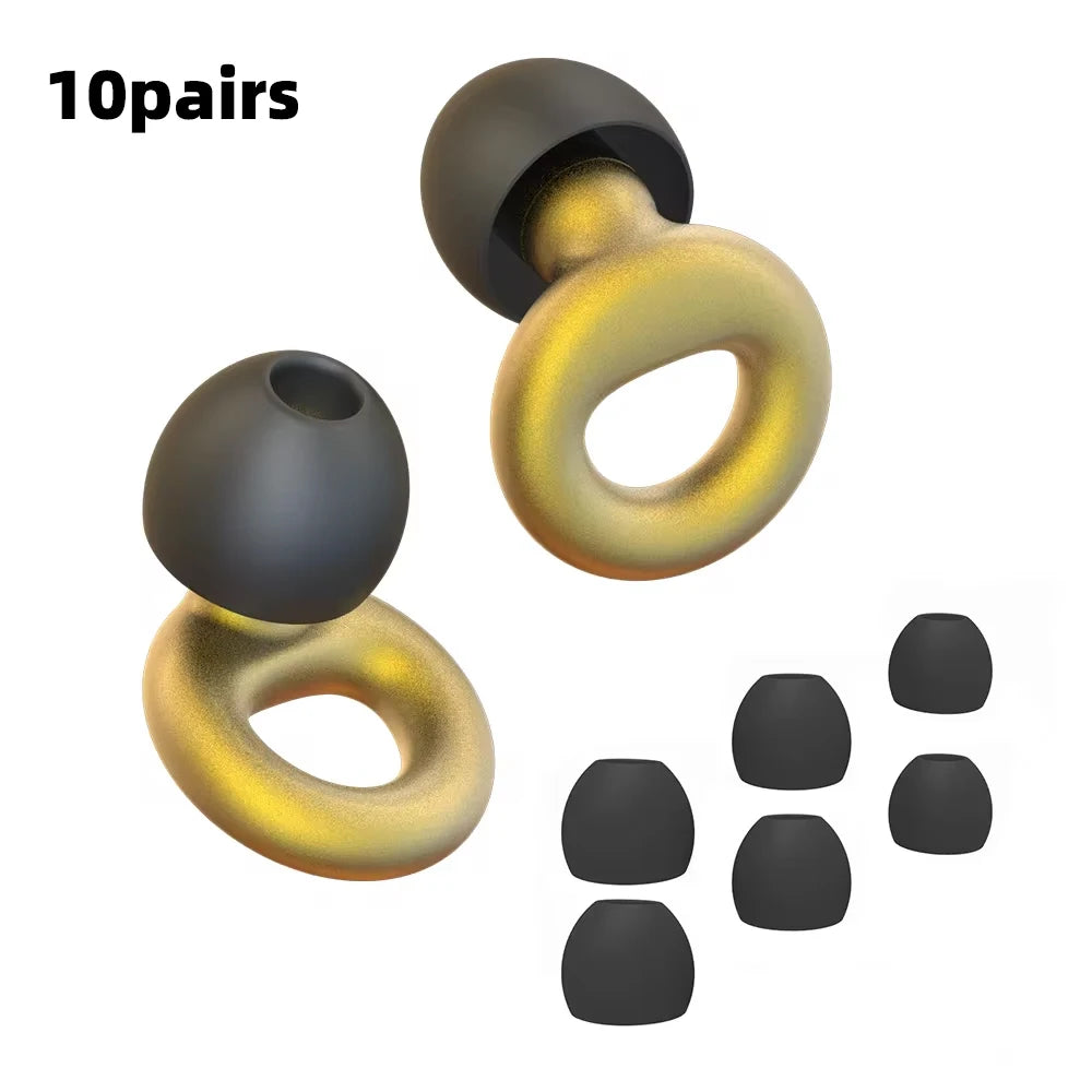 Silicone Earplugs 4 Pairs - Reusable Hypoallergenic Ear Plugs for Swimming & Sleep Noise Reduction (XS S M L)