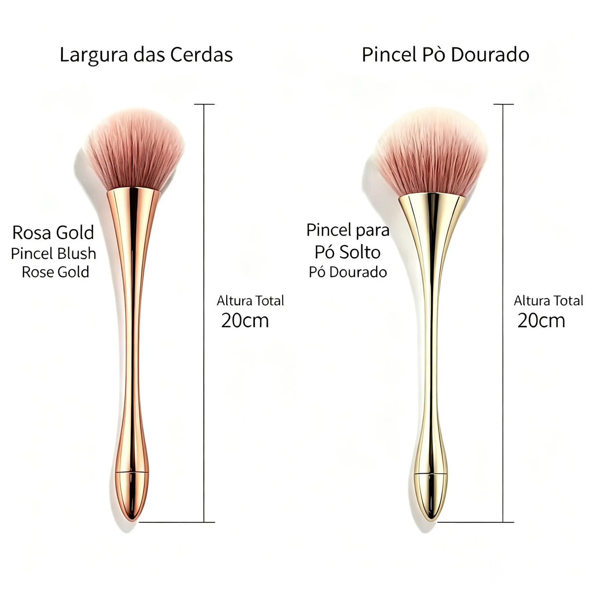 Large Soft Powder Makeup Brush, Gold Slim Handle, Synthetic Bristles for Face Blush & Contour