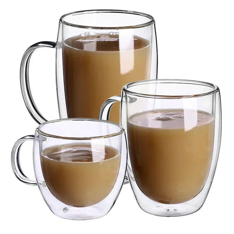 Double-Wall Borosilicate Glass Cups (80-450 ml) Heat-Resistant Insulated Tea, Coffee & Beer Glasses, Single to 6-Pack