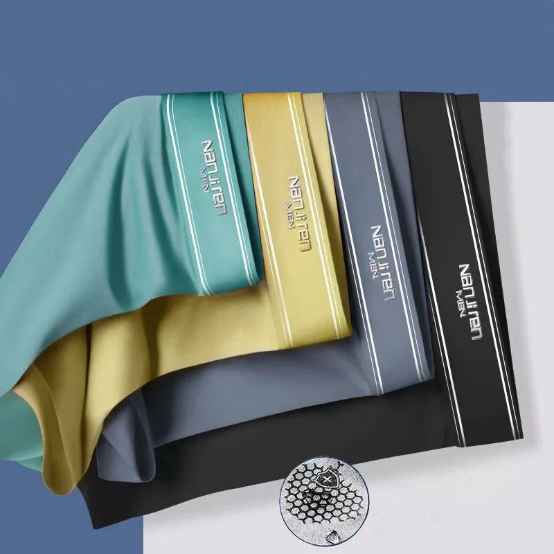 4-Pack Men's Ice Silk Boxer Shorts, Breathable Thin U-Pouch Underwear, Size L-6XL, Wholesale