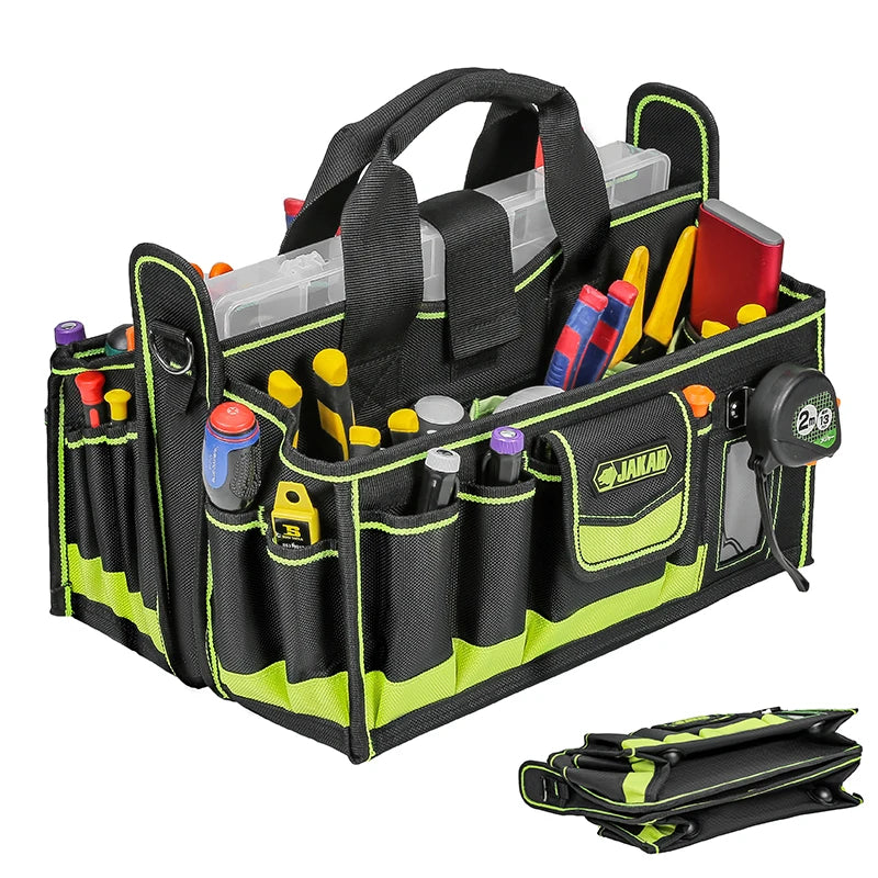 40-Pocket Tool Tote Bag for Electricians & HVAC Technicians - Heavy-Duty Tool Organizer Caddy