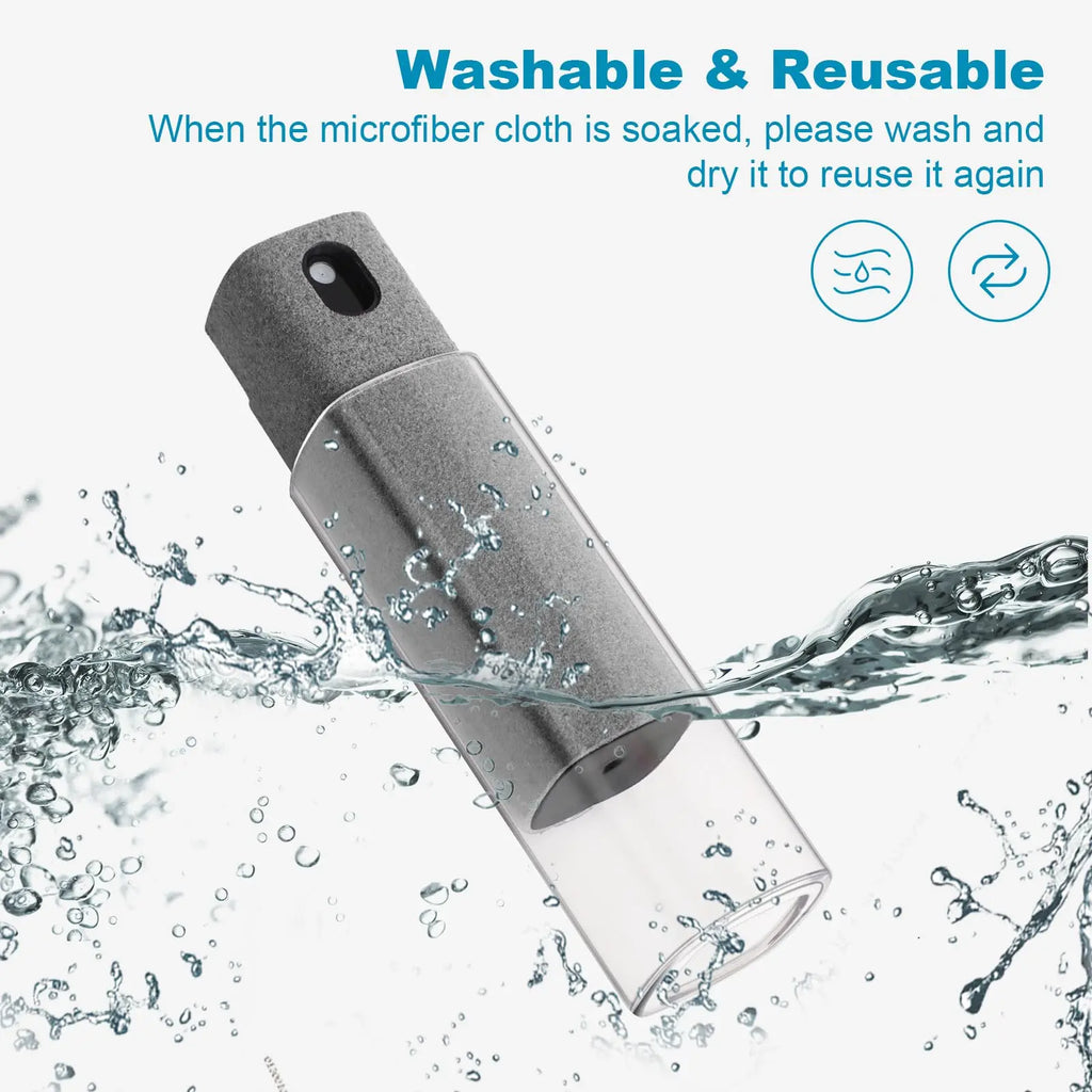 Microfiber Screen Cleaner Spray Bottle with Cloth – Refillable Phone, Tablet & Glasses Wipes