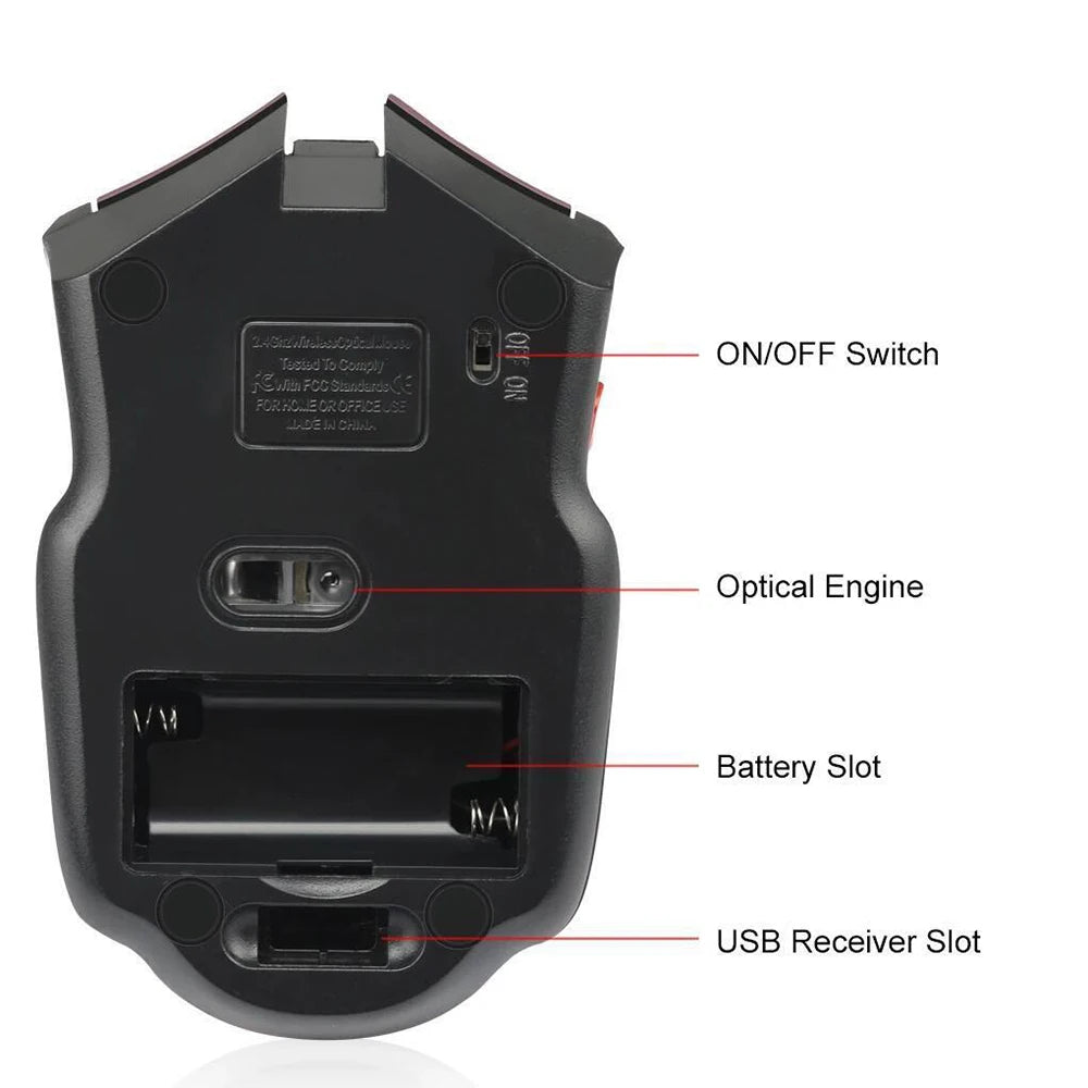 2.4G Wireless Mini Optical Mouse 1600 DPI with USB Receiver – 6-Button Right-Handed Portable Mouse for Laptop PC