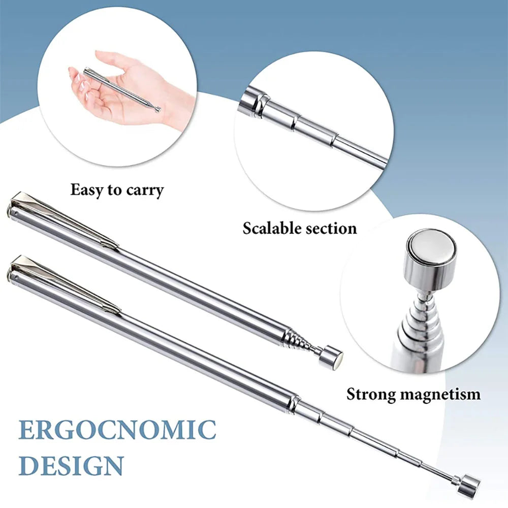 Telescopic Magnetic Pickup Tool 5.5-20.9 in (14-53 cm) Retractable Pocket-Clip Magnet Rod