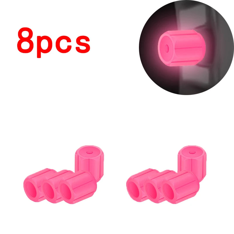 Luminous Tire Valve Caps - 6-Color LED Glowing Wheel Valve Caps for Car & Motorcycle (4/8/20-Pack)