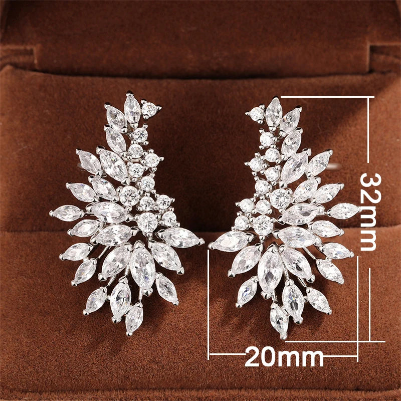 Trendy Fully Paved Cubic Zirconia Stud Earrings for Women Statement Party Jewelry
