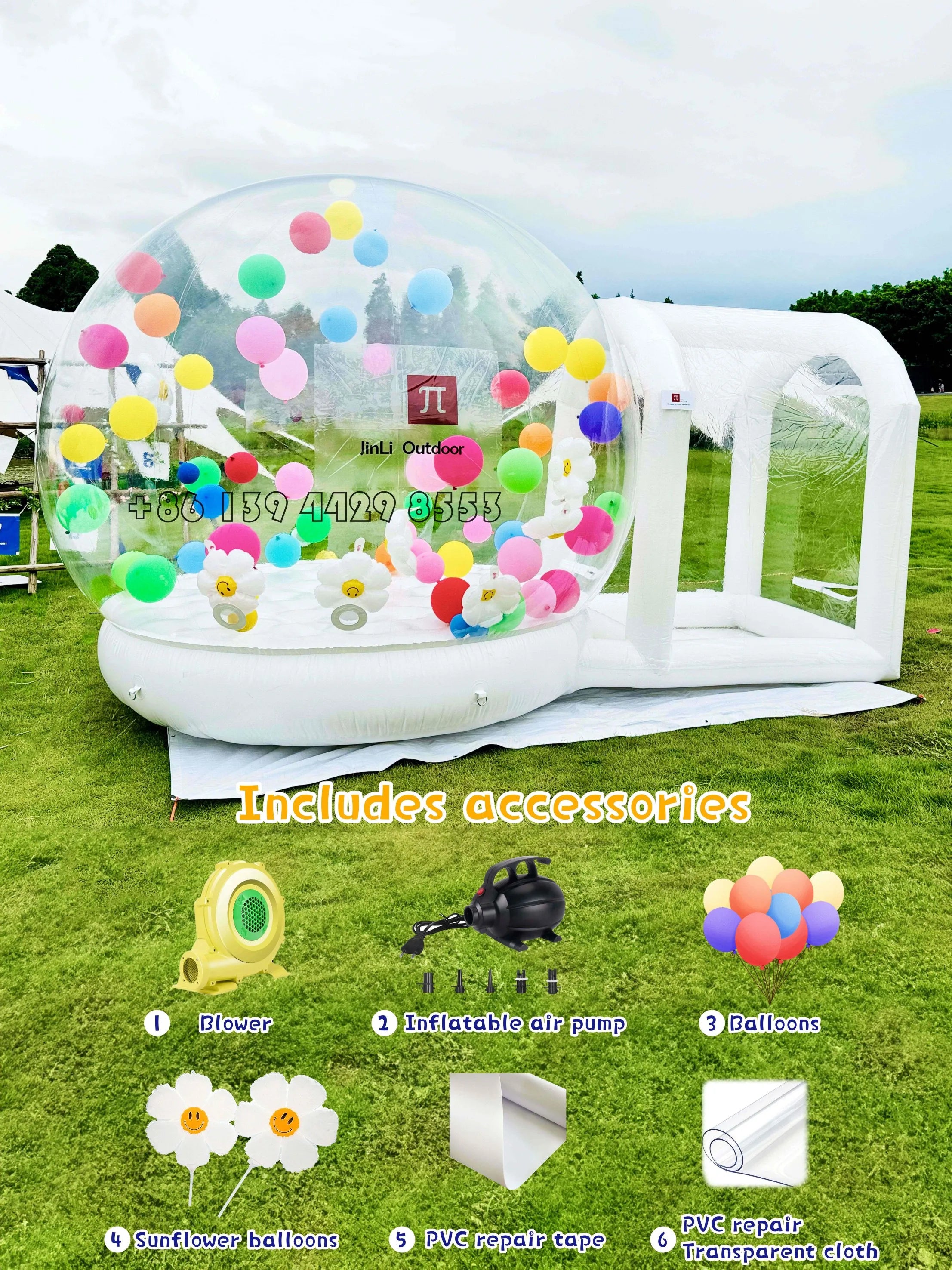 Inflatable Bubble Dome Play Tent for Kids - Transparent PVC Outdoor Bubble House with Blower, 10ft (3m) or 13ft (4m) for Parties & Trampoline Play