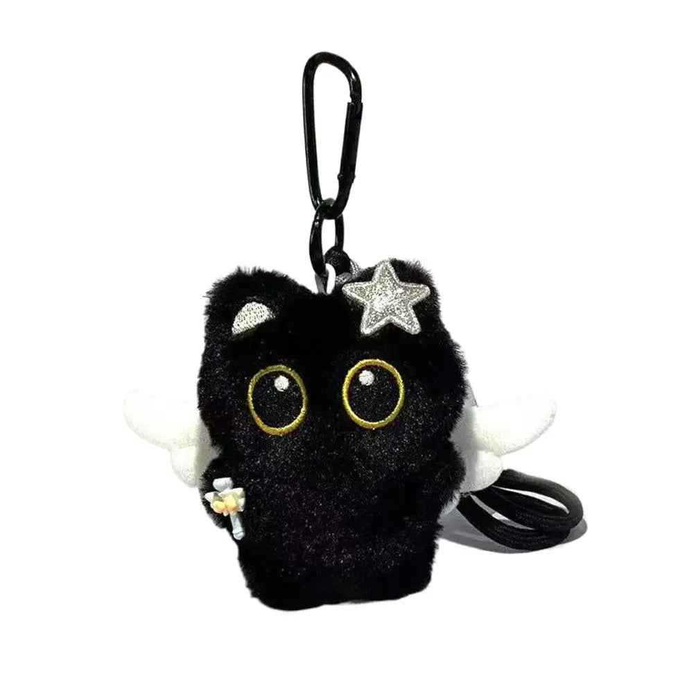 Plush Black Cat Keychain 10cm (3.9 in) Kawaii Bag Charm Cute Stuffed Cat Keyring Gift