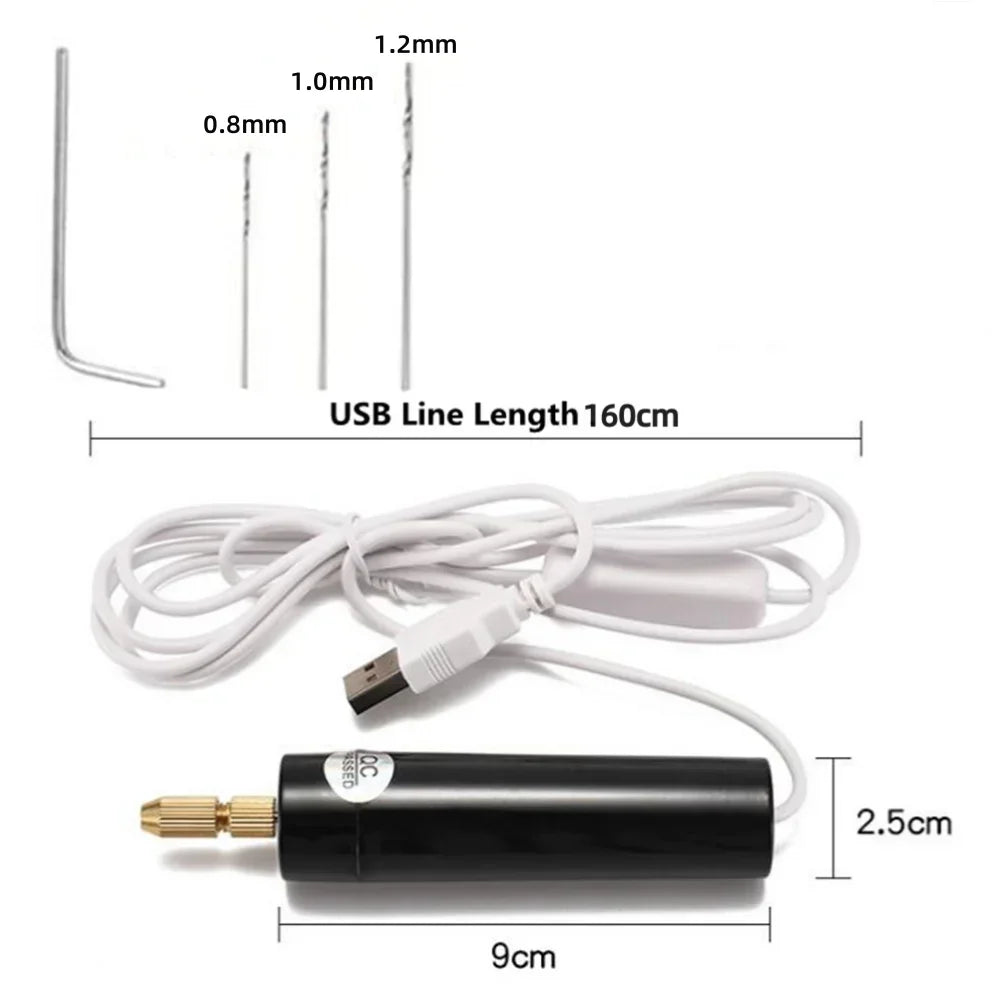 Mini USB Electric Drill Pen Handheld Rotary Tool for Resin Jewelry, Wood Engraving & DIY Crafts