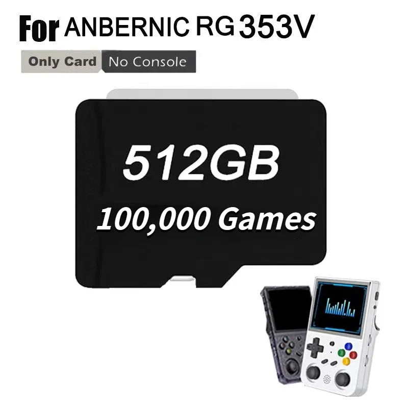 512GB Preloaded TF Card — 100,000+ Retro & PSP Games for RG353V RG353VS Handheld Console (Also 256GB/128GB/64GB)