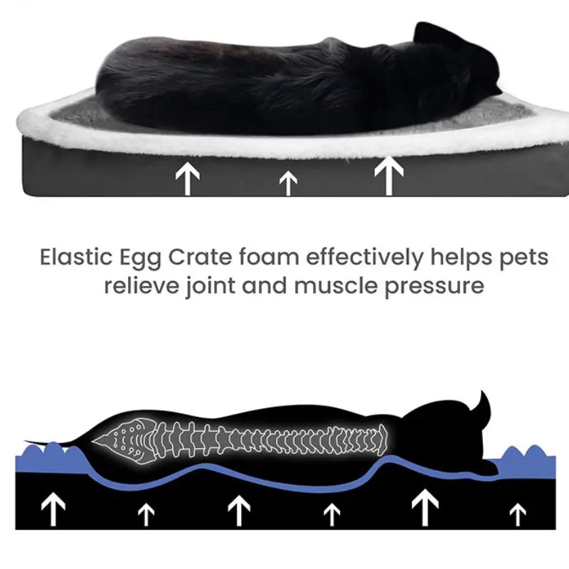 Washable Waterproof Dog Bed Mat with Removable Zipper Cover – Egg Crate Foam Pet Cushion for Large Dogs (M/L/XL/XXL, 19.7–47.2 in | 50–120 cm)