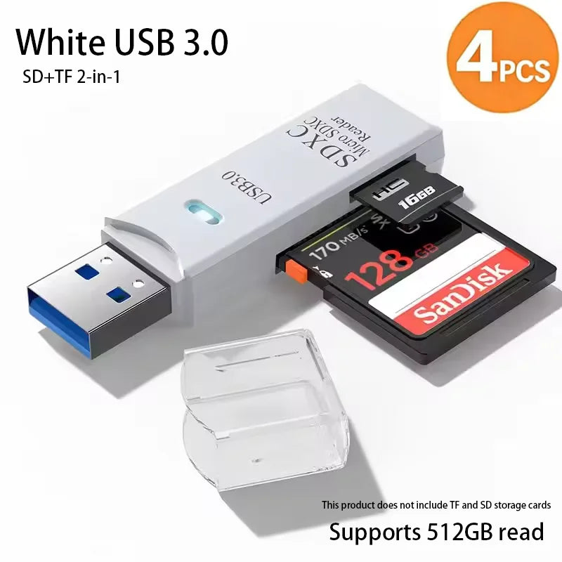 USB 3.0 2-in-1 Multi-Function Card Reader Micro SD TF & USB Flash Drive Adapter for PC Laptop