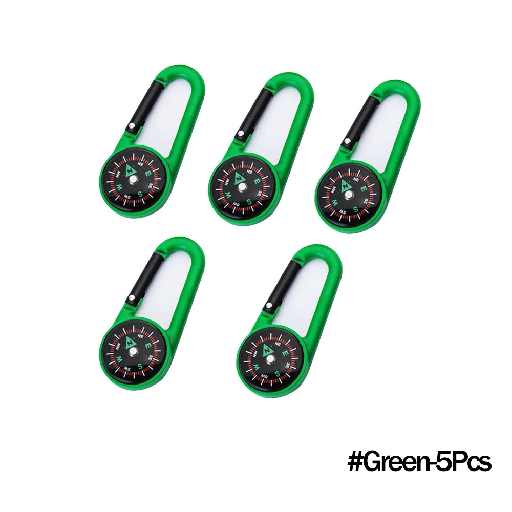 Mini Compass Carabiner Keychain — Camping & Hiking Backpack Buckle Survival Tool