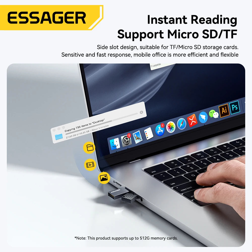 2-in-1 Mini USB-C & USB 2.0 Micro SD/TF Memory Card Reader Adapter, Portable Plug-and-Play for iPhone, Huawei, MacBook, iPad