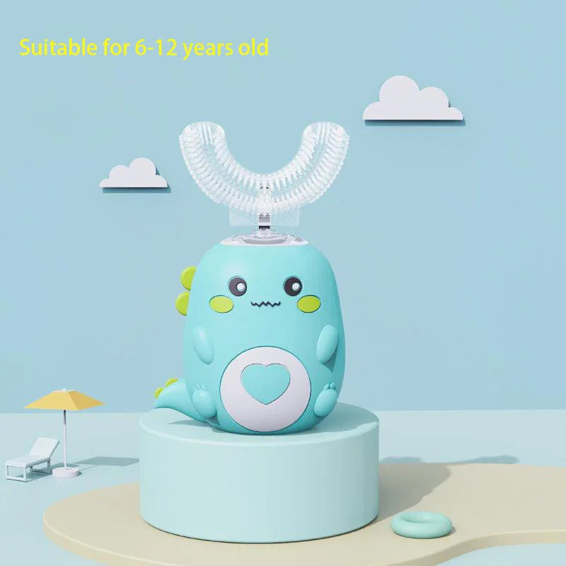Children's U-Shaped Rechargeable Sonic Toothbrush 360° Silicone Electric Toothbrush for Kids IPX7 Waterproof 60-Second Clean