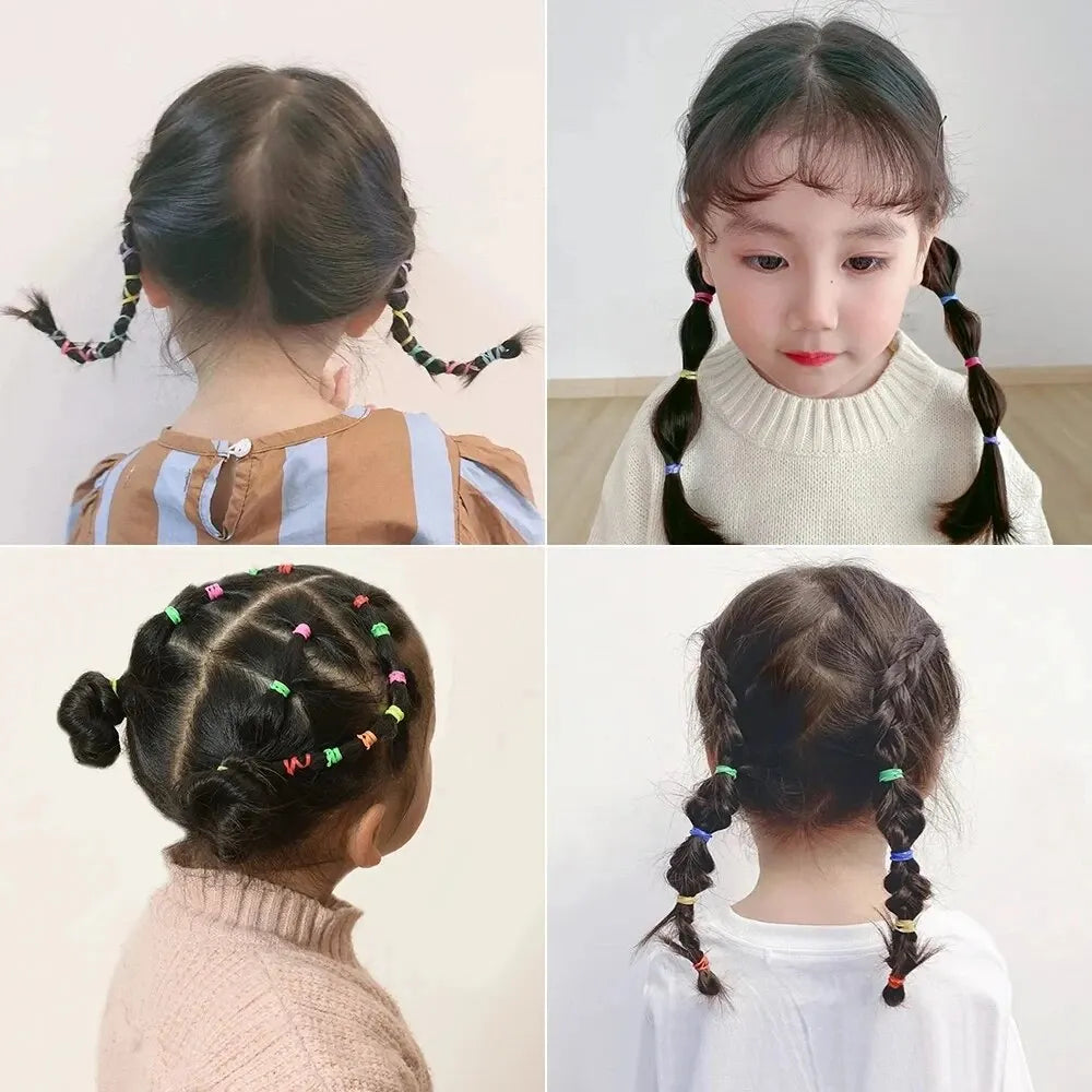 1000-Pack Colorful Small Elastic Hair Bands - Disposable Micro Ponytail Holders for Girls