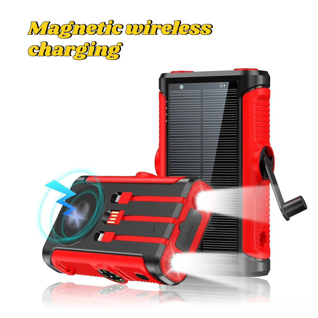 20,000mAh Solar Power Bank 22.5W Magnetic Wireless Charging Portable Power Bank with Built-in Cables & Flashlight — USB-C/Lightning Outputs, Camping External Battery
