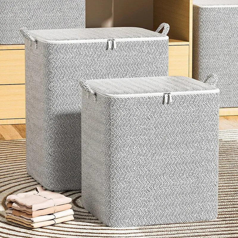 Non-Woven Large Storage Bag for Closet – Foldable Wardrobe Organizer for Quilts, Clothing & Toys (30–220L)
