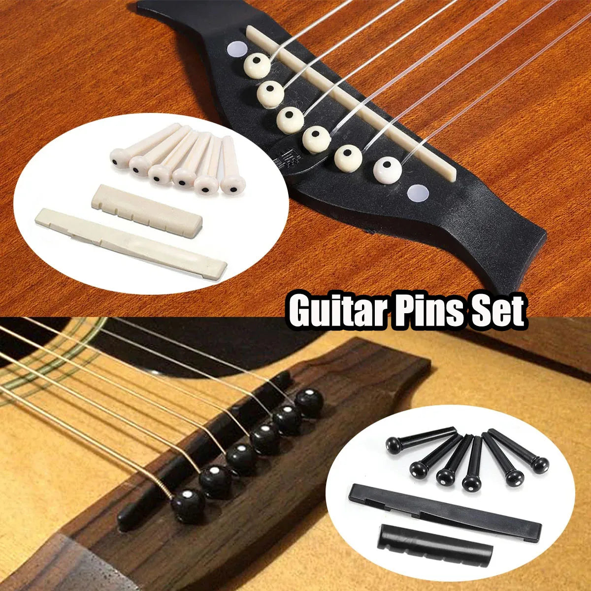 48-Piece Acoustic Guitar Accessory Kit, Capo, 3 Sets Strings, 12 Picks, Winder, Bridge Pins & Saddles — All-in-One Guitar Maintenance Kit