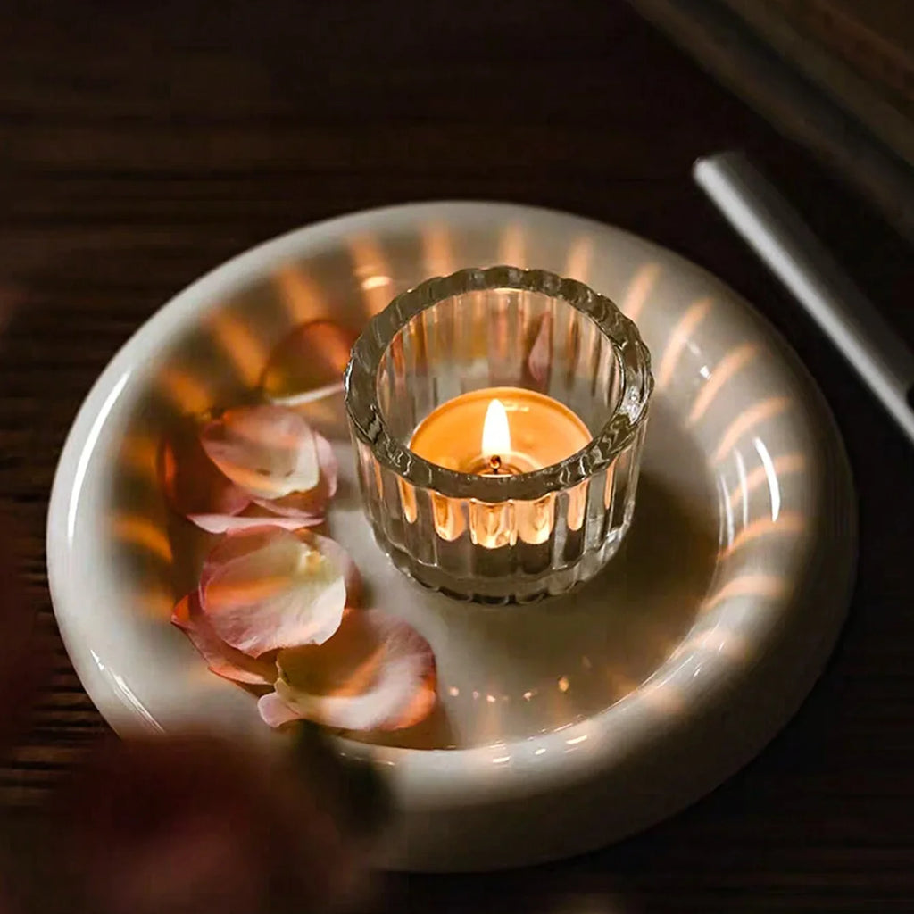 2-Pack Clear Glass Tealight Candle Holders – Small Mini Candlestick Table Centerpiece for Wedding, Home & Party