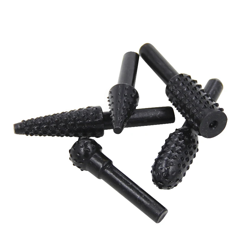 5-Piece Black Wolf Tooth Rotary Burr Set — Woodworking Grinding & Polishing Bits for Rotary Tools