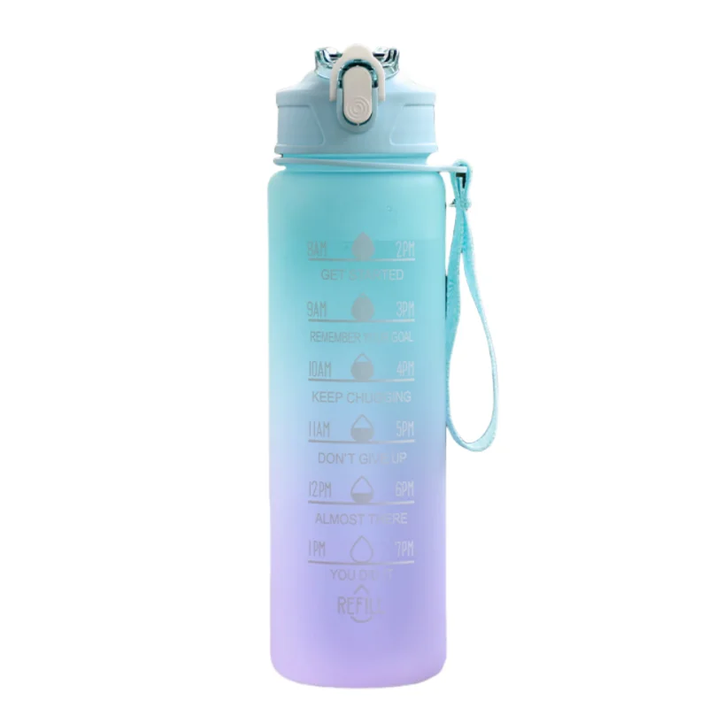 750–800ml Time-Tracking Sports Water Bottle with Straw, Leak-Proof Locking Flip Lid & Carry Strap (25–27 fl oz)