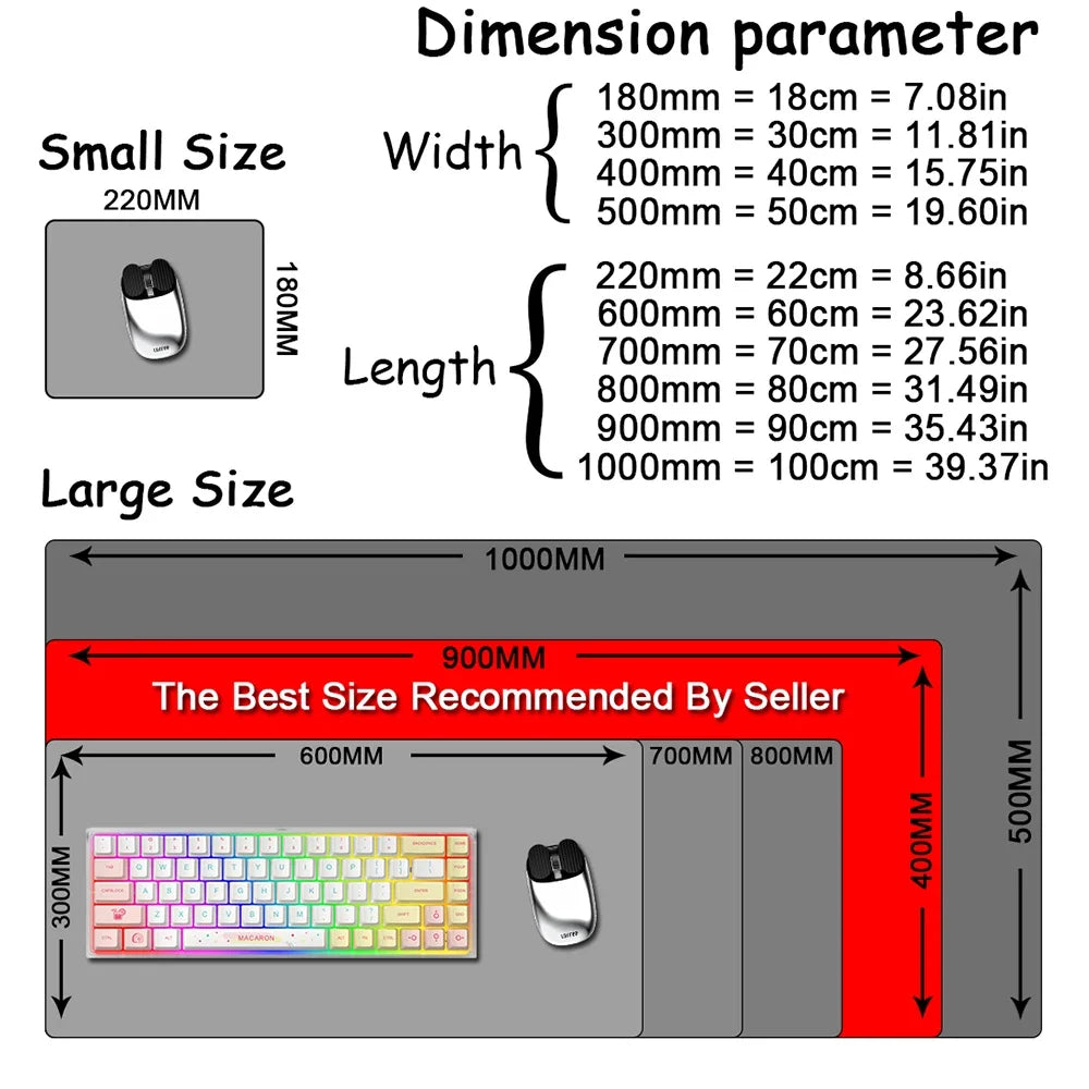 Large Gaming Mouse Pad 900 x 400 mm (35.4 x 15.7 in) XL Extended Non-Slip Rubber Base Stitched Edge – Abstract Desk Mat