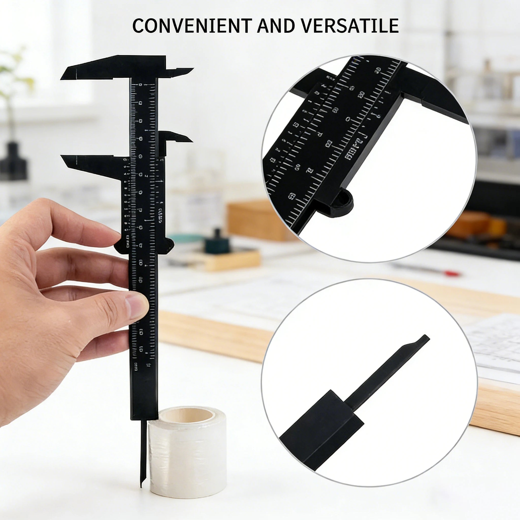 Mini Plastic Vernier Caliper 0-150mm (0-6 in) Portable Manual Measuring Tool for Students & DIY