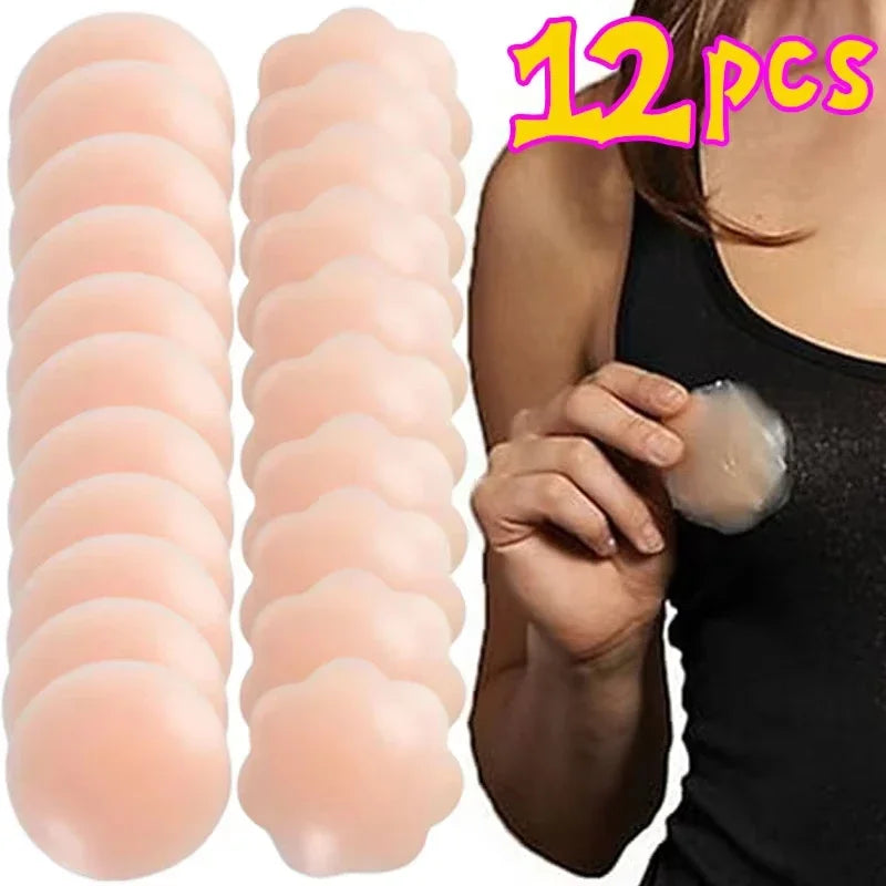 2/6/12-Pack Reusable Self-Adhesive Silicone Nipple Covers Invisible Breast Petals