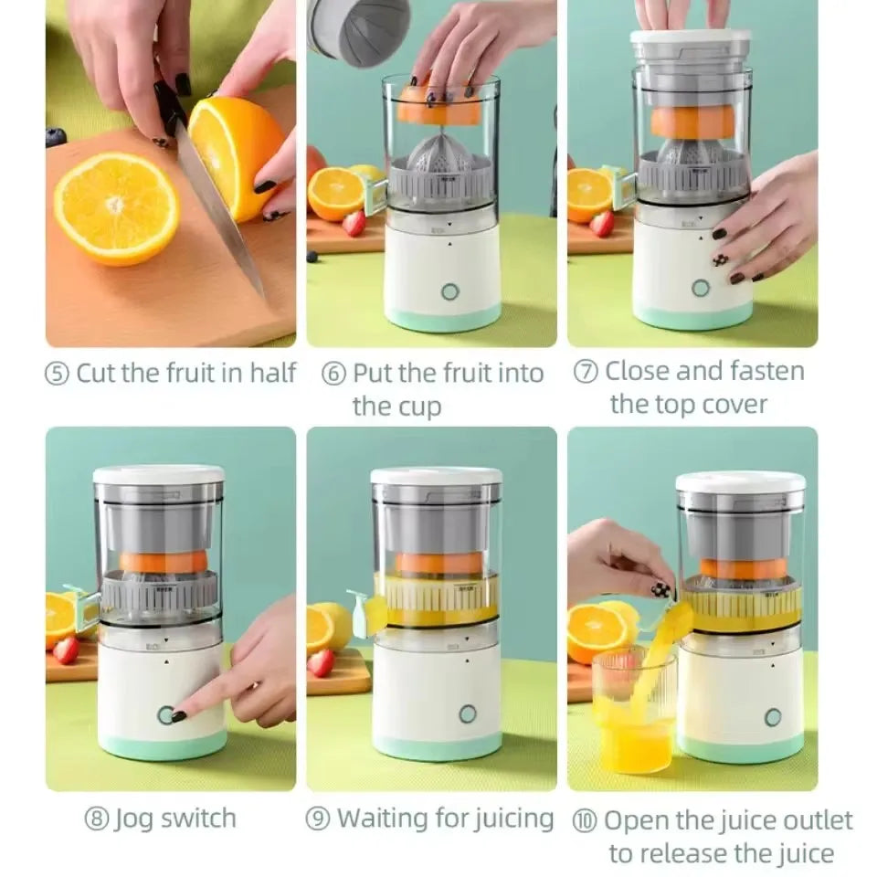 Portable USB Rechargeable Fruit Juicer - Personal Citrus Extractor, 500ml (17 fl oz) with Automatic Pulp Separation